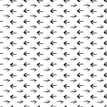 Simple seamless arrow pattern - hand drawn design. Vector paint background Иллюстрация