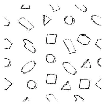 Simple seamless background hand draw vector crayon sketch frame basic shape Stock Illustration