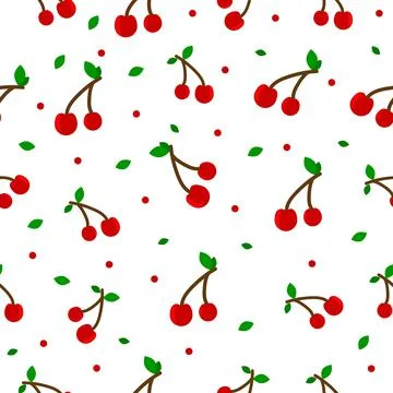 Simple seamless background vector cheery and branch with leaf Stock Illustration