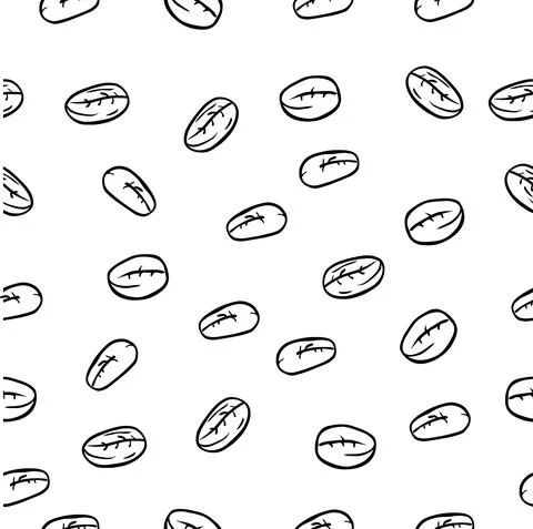 Simple Seamless Background Vector hand draw sketch of coffee bean Stock Illustration