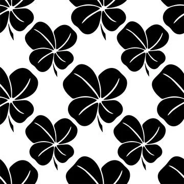 Simple seamless black and white floral pattern, texture, design Stock Illustration
