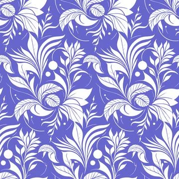 Simple seamless blue and white floral pattern, texture, design Stock Illustration