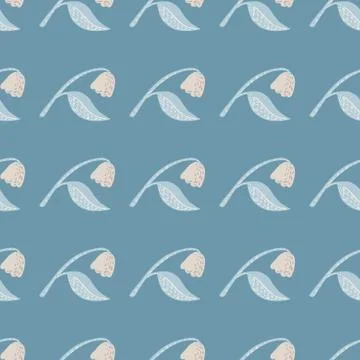 Simple seamless doodle pattern with scandinavian flowers. Spring hand drawn f 스톡 일러스트