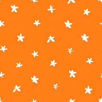 Simple seamless floral pattern of orange fruit bloom. Hand drawn vector Illustrazione stock