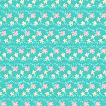 Simple seamless floral vector pattern in bright colors Stock-Illustration