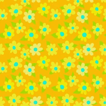 Simple Seamless Floral Vector Yellow Pattern Illustrazione stock