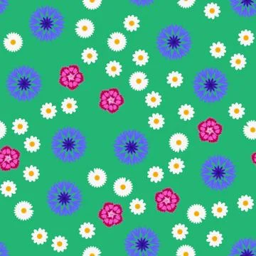 Simple seamless flower pattern - retro style vector backdrop Stock Illustration
