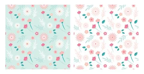 Simple seamless flower patterns. can be used for fashion print, backgrounds and Stock Illustration