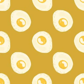 Simple seamless food pattern with breafast omelette silhouettes. Hand drawn m Stock Illustration