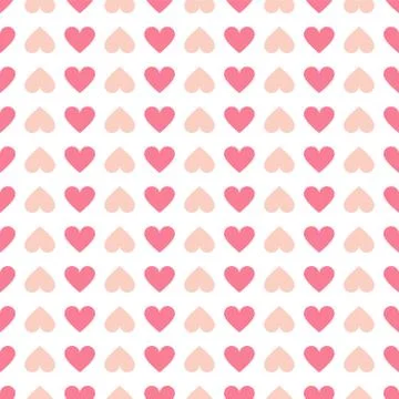 Simple seamless geometric pattern with hearts in pink colors. Cute background - Illustrazione stock