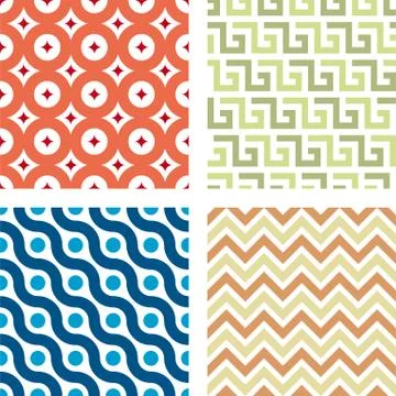 Simple seamless geometric textures. Regular patterns in soft colors. Illustrazione stock