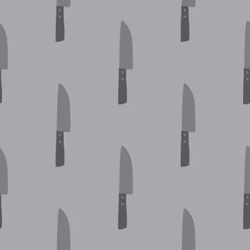 Simple seamless kitchen pattern with knife silhouettes. Grey palette cooking  Stock Illustration