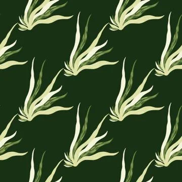 Simple seamless marine pattern with seaweeds shapes. Foliage ocean silhouette Stock Illustration