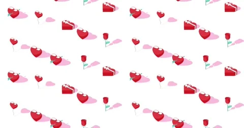 Simple seamless motion loop of Valentine's day icons on white background Stock Footage 326837288