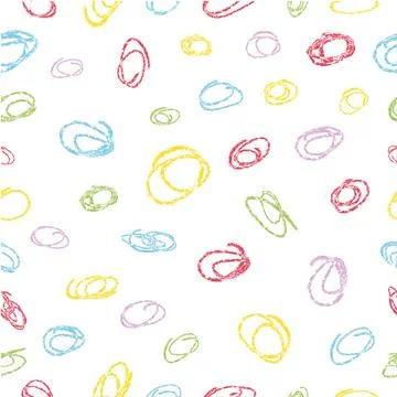 Simple Seamless Pastel Color Pattern scribble crayon circle for Background,.. Stock Illustration