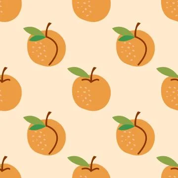 Simple seamless pattern with apricot on beige Stock Illustration