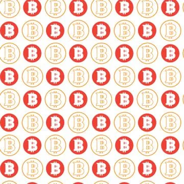 Simple Seamless Pattern Bitcoins Signs On White Background Crypto Currency Stock Illustration
