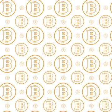 Simple Seamless Pattern Bitcoins Signs On White Background Crypto Currency Stock Illustration