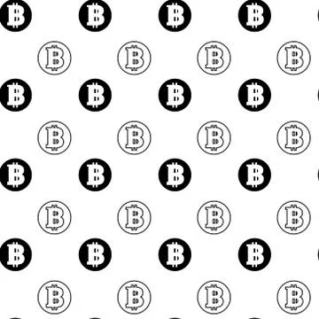 Simple Seamless Pattern Bitcoins Signs On White Background Crypto Currency Stock Illustration