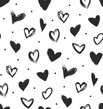 Simple seamless pattern with black hearts. Stock Illustration