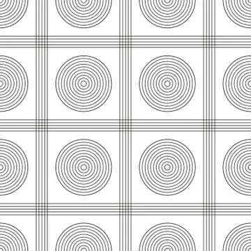 Simple seamless pattern with circles and lines Stock Illustration