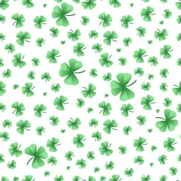 Simple seamless pattern with clovers leafs. St Patrick's Day symbol, Irish .. Stock Illustration