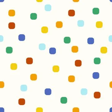 Simple seamless pattern with colorful rounded squares. Repeatable pastel mini Illustrazione stock