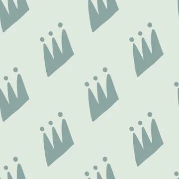 Simple seamless pattern with crown elements. Blue tones stylized artwork. イラスト素材
