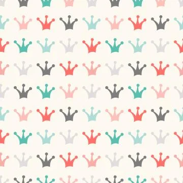 Simple seamless  pattern with crown. Vintage colors Illustrazione stock