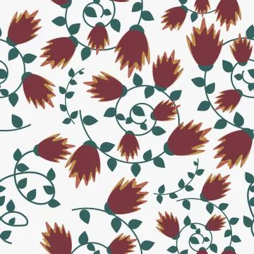 Simple seamless pattern design in trend colors in vector. Floral composition Illustrazione stock