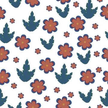 Simple seamless pattern design in trend colors in vector. Floral composition Stock Illustration