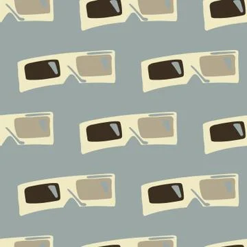 Simple seamless pattern with doodle 3D glasses shapes. Brown and beige tones  Illustrazione stock