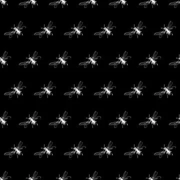 Simple seamless pattern of freehand sketch of flying bees, drawn and digitized Stock Illustration