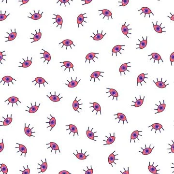 Simple seamless pattern with girl eye isolated on white background Stock Illustration