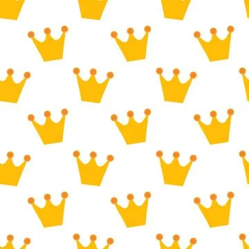 Simple seamless pattern with gold crown. Doodle wallpaper. Stock Illustration