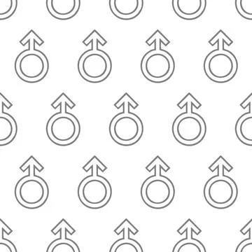 Simple seamless pattern of gray gender icons on white background, texture イラスト素材