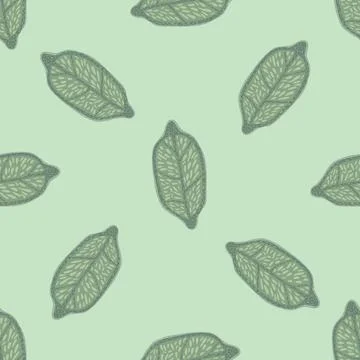 Simple seamless pattern with green pale lemon fruit ornament. Pastel backgrou Stock Illustration