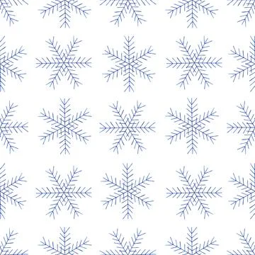 Simple Seamless Pattern with Hand Drawn Snowflakes. Stock Illustration