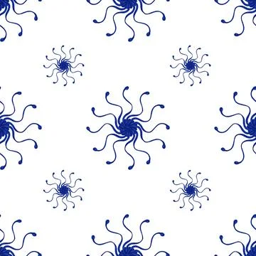 Simple Seamless Pattern with Hand Drawn Snowflakes. Stockillustratie