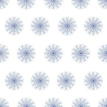 Simple Seamless Pattern with Hand Drawn Snowflakes. Stockillustratie