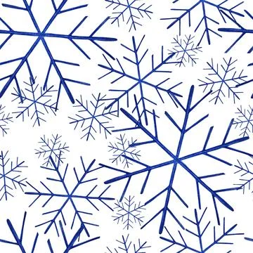 Simple Seamless Pattern with Hand Drawn Snowflakes. Stockillustratie