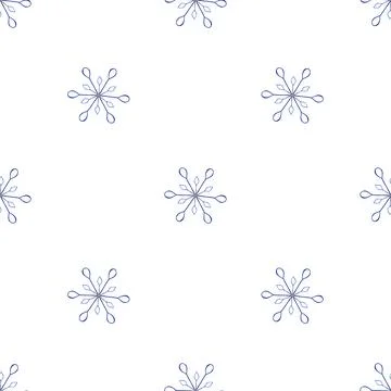 Simple Seamless Pattern with Hand Drawn Snowflakes. Stock Illustration