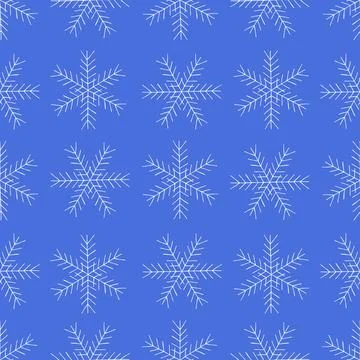 Simple Seamless Pattern with Hand Drawn Snowflakes. Stock Illustration