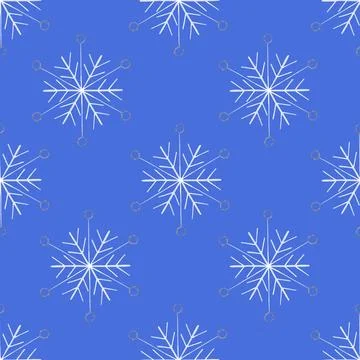 Simple Seamless Pattern with Hand Drawn Snowflakes. Stock Illustration