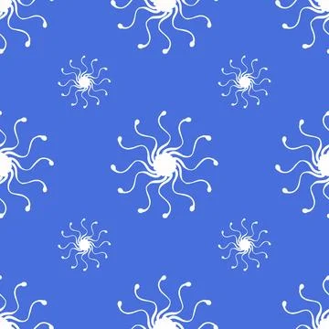 Simple Seamless Pattern with Hand Drawn Snowflakes. Stock Illustration