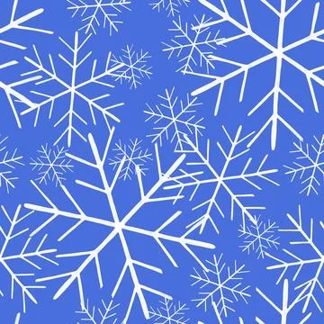 Simple Seamless Pattern with Hand Drawn Snowflakes. Stock Illustration