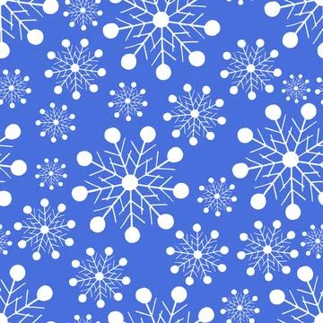 Simple Seamless Pattern with Hand Drawn Snowflakes. Stock Illustration