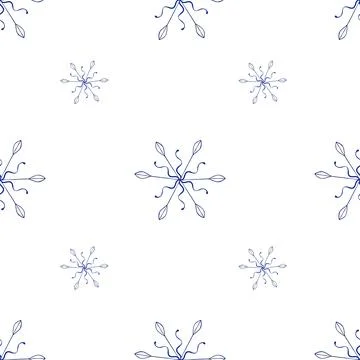 Simple Seamless Pattern with Hand Drawn Snowflakes. Stockillustratie