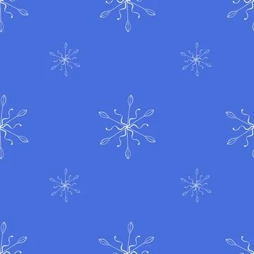 Simple Seamless Pattern with Hand Drawn Snowflakes. Stock Illustration