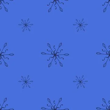 Simple Seamless Pattern with Hand Drawn Snowflakes. Stock Illustration